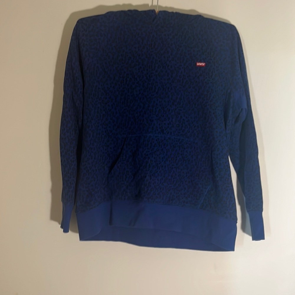 Levi’s blue cheetah print hoodie.